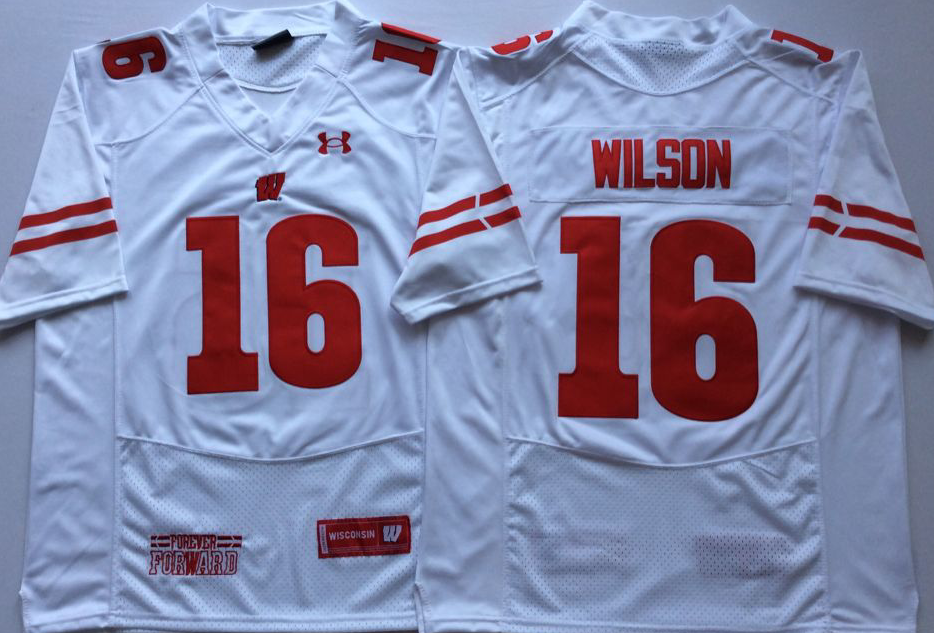 NCAA Men Wisconsin Badgers White 16 WILSON